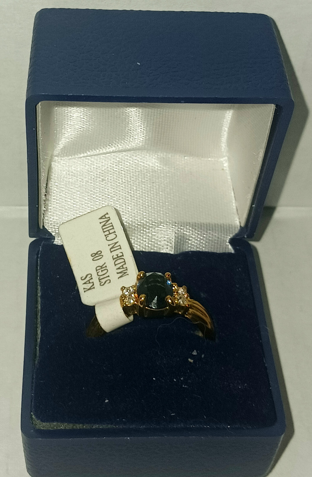 Faux Blue Sapphire Band Ring 14K Gold Plated NWT New KAS Women's Size 8