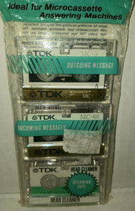 TDK MC-5 Vintage Telephone Pack Microcassettes Head Cleaner NWT New D-ML60U3T Answering Machine Japan
