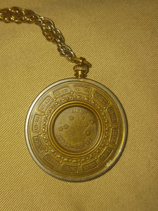 Vintage Libra Zodiac Astrology Sign Metal Coin Pendant Necklace Horoscope