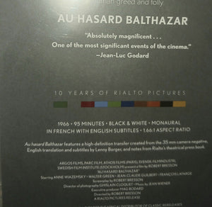 Au Hasard Balthazar DVD Rialto Pictures RAP008 2008 Edition 1966 Monaural French