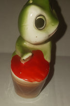 Load image into Gallery viewer, Vintage Frog Drummer Pepper Shaker Japan Foil Label Ceramic 1950s
