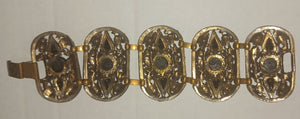 Vintage Embellished Women's Connecting Metal Chunky Bracelet Multiple Color Glass Stones