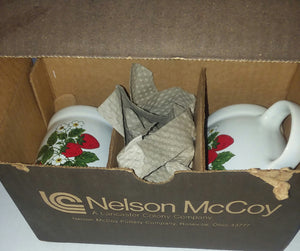Nelson McCoy Strawberry Country Vintage Sugar and Creamer Set NWOT New in Original Box 1414 4239