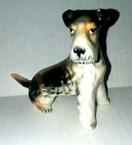 Vintage Chase Japan Airedale Dog Figurine Hand Painted Foil Label