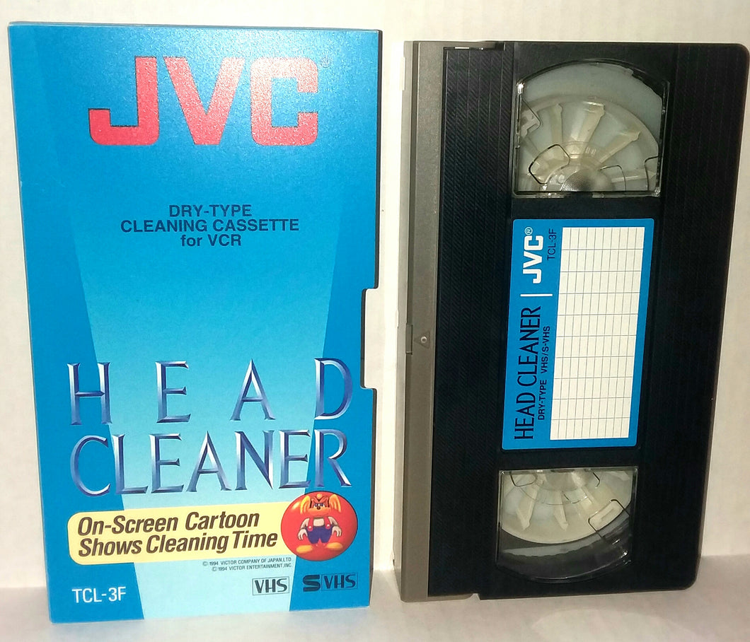 JVC Vintage VCR VHS Head Cleaner Model TCL-3F On Screen Cartoon Shows Cleaning Time