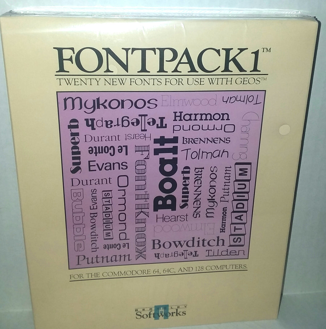 Berkeley Softworks Fontpack 1 Vintage Commodore Computer Software NWOT New Sealed 1986