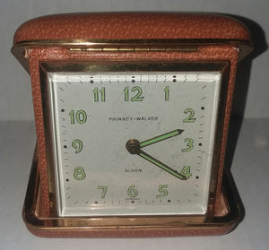 Phinney Walker Vintage Travel Alarm Clock Hardshell Case Germany Mid Century Modern 1950s