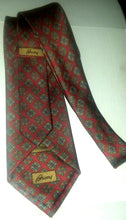 Load image into Gallery viewer, Brioni Italy Men&#39;s Silk Designer Necktie Red with Gold Diamonds Patterns
