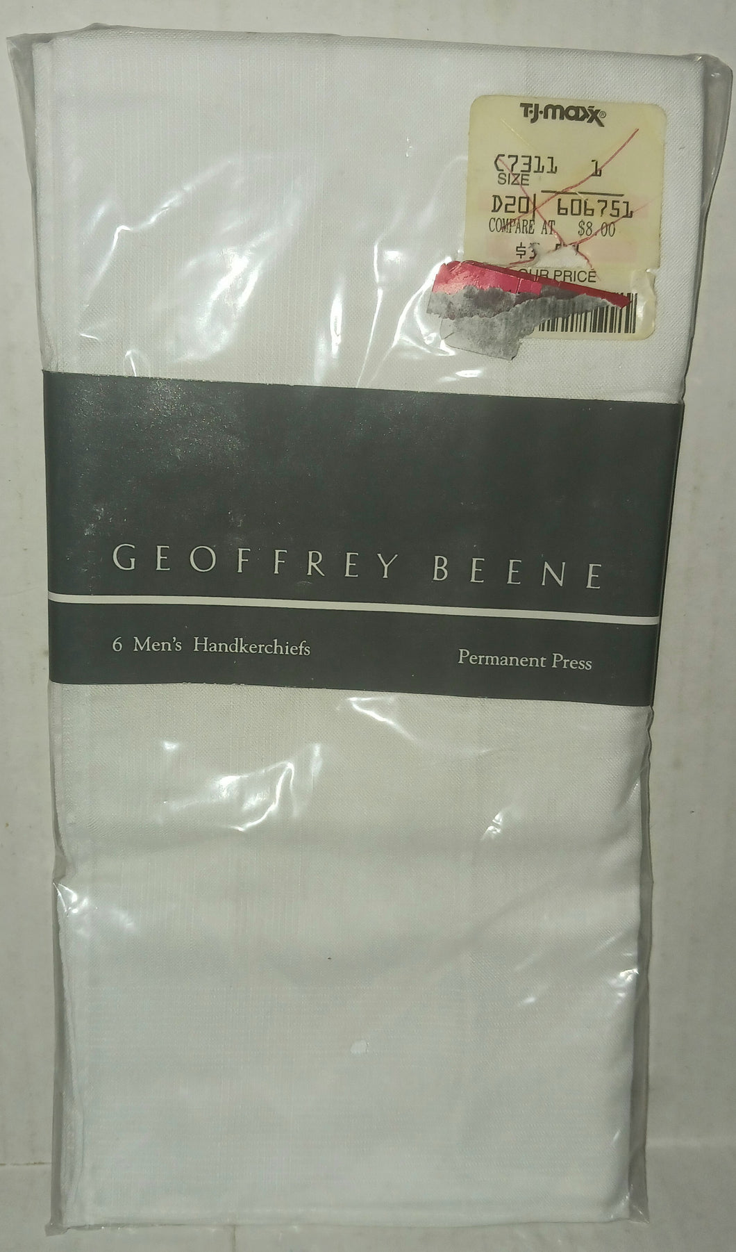 Geoffrey Beene Men's Handkerchiefs 6 Pack NWT New Solid White Permanent Press GBH 534 RN 18731