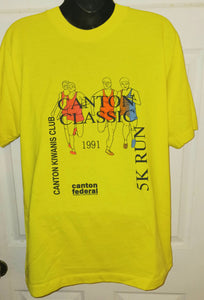 Vintage Single Stitch T-Shirt Canton NY Classic 5K Run 1991 Kiwanis Club Screen Stars Best Adults Size Large