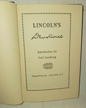 Load image into Gallery viewer, Abraham Lincoln&#39;s Devotional Vintage Hardcover Book 1957 Channel Press Inc
