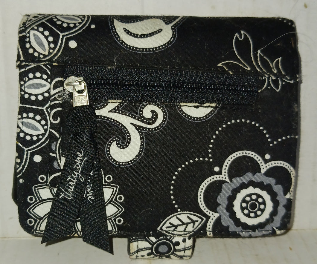 Thirty-one Business Cards Wallet Holder Black and White Floral Print Coin Holder