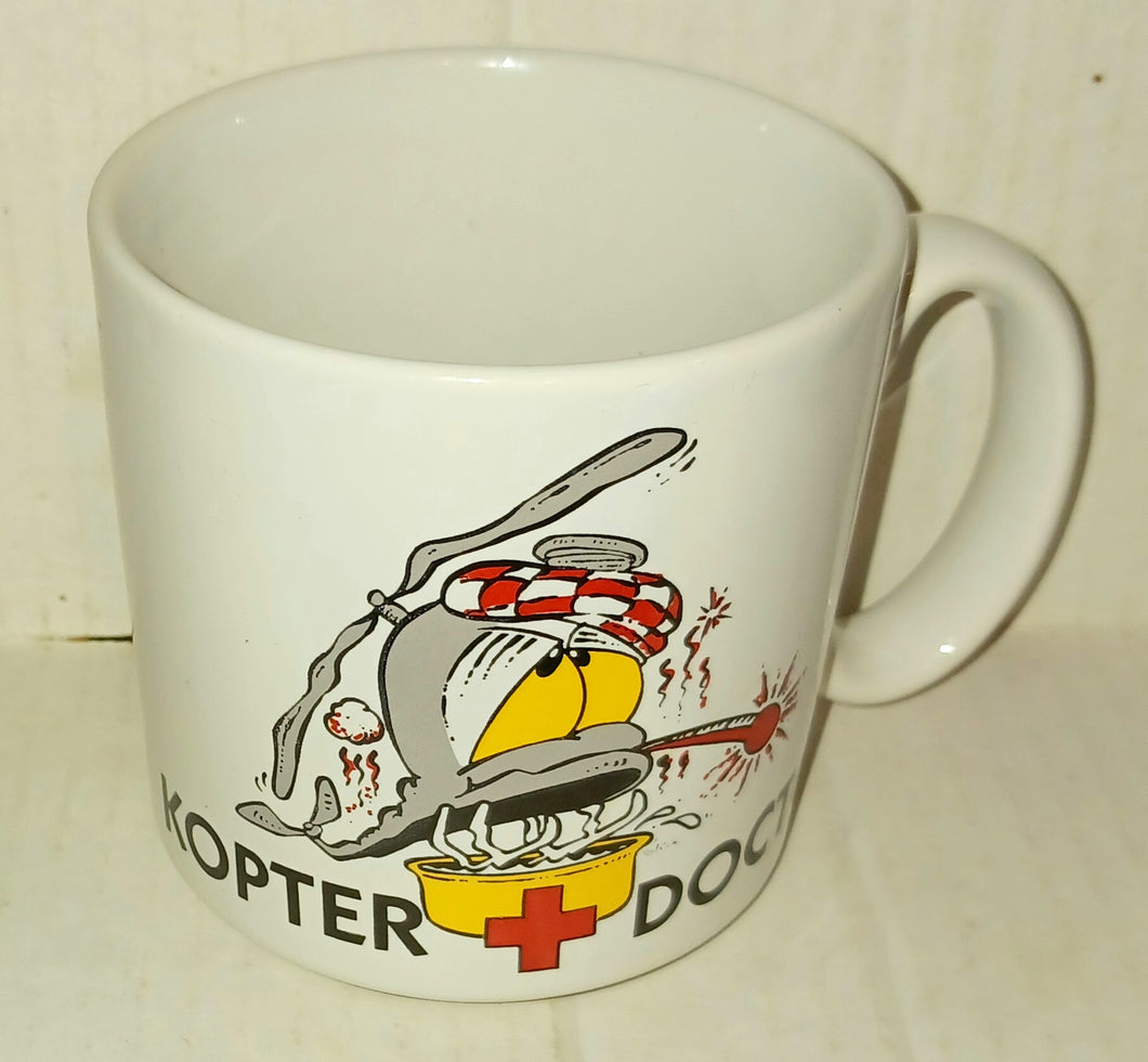 Helicopter Kopter Doctor Collectible Coffee Cup Wings Aviation Supply Daleville Alabama Made in England Ceramic