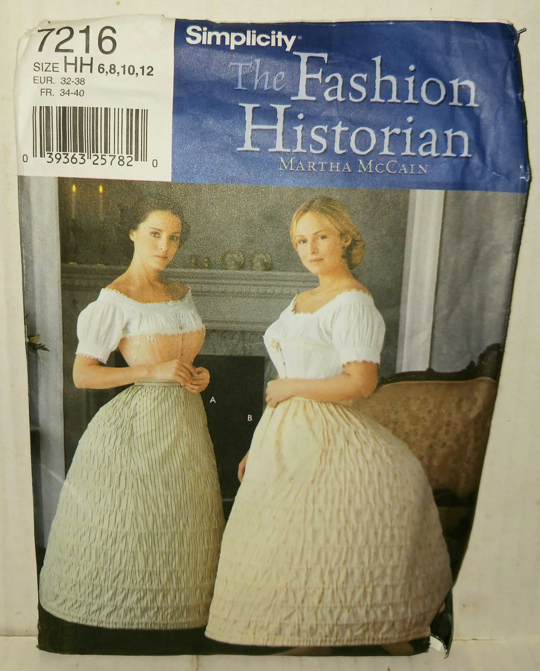 Simplicity Vintage Sewing Pattern NWT New Uncut 7216 Martha McCain The Fashion Historian Misses Crinoline Hoopskirt Size HH 6 8 10 12 2002