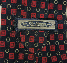 Load image into Gallery viewer, Gap Premium Vintage Men&#39;s Necktie Made in USA Red White Black Squares Circles Print RN 177148
