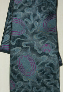 Geoffrey Beene Vintage Men's Silk Necktie Teal Purple Prints Made in USA 100% Italian Silk RN 43170