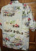 Load image into Gallery viewer, Reyn Spooner Art of Eddy Y Vintage Grand Prix Race Cars Hawaiian Shirt 1980s Men&#39;s Medium
