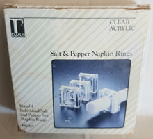 Load image into Gallery viewer, U.S. Acrylic Vintage Salt and Pepper Napkin Rings MPN 8049 Set of 4 New in Original Box
