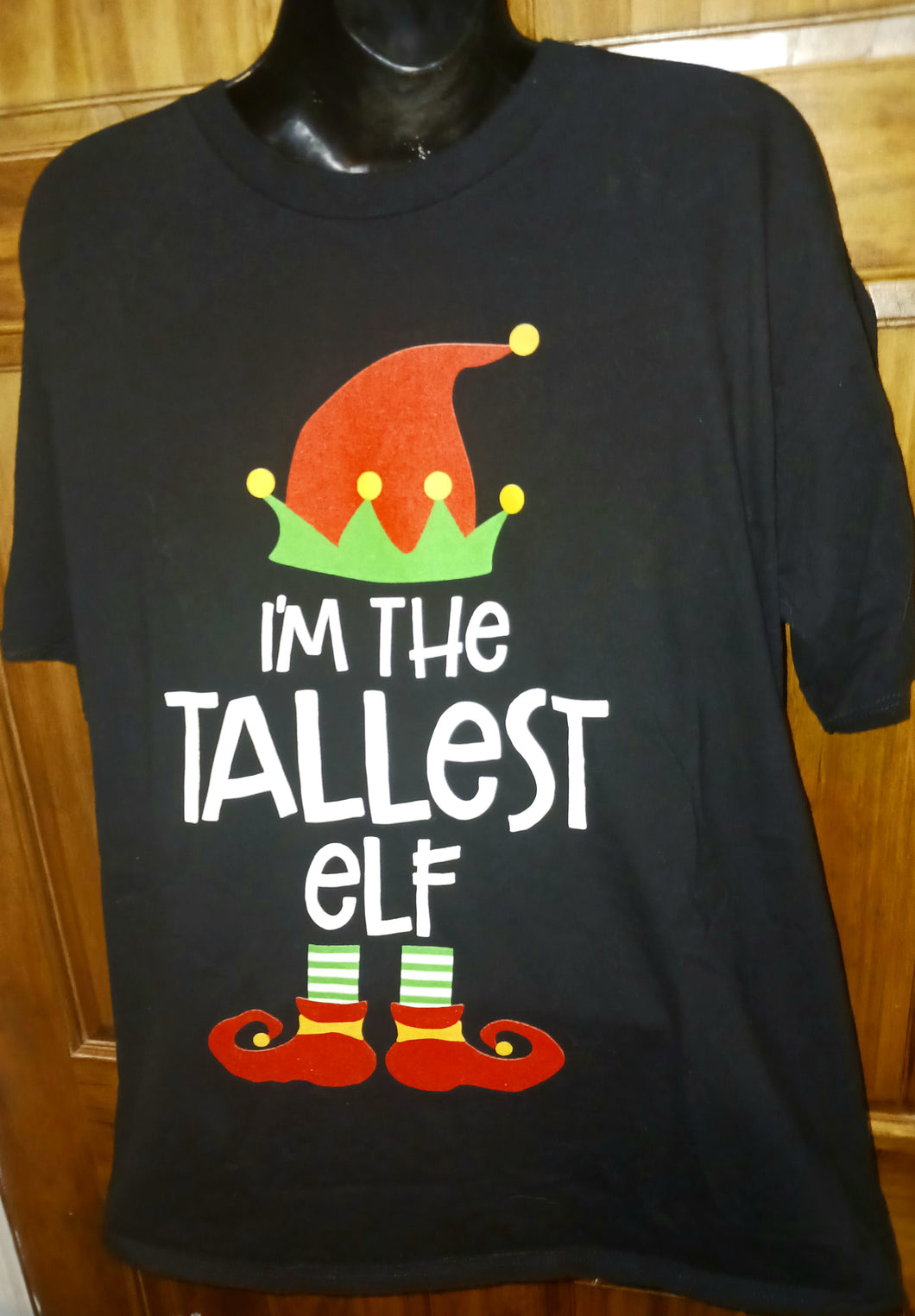I'm The Tallest Elf Christmas Humor T-Shirt Men's Size XL Black Short Sleeves