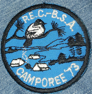 PEC BSA Boy Scouts of America Camporee 1973 Vintage Cloth Sew On Patch NWOT New Bird Tents