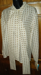 Ship 'n Shore Vintage Women's Blouse NWT New Size 14 Style KH114453 Geometric Prints 2 Necktie Bands