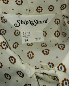 Ship 'n Shore Vintage Women's Blouse NWT New Size 14 Style KH114453 Geometric Prints 2 Necktie Bands