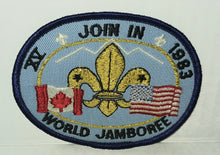 Load image into Gallery viewer, Vintage Boy Scouts America Canada 1983 XV World Jamboree Glitter Sew On Cloth Patch NWOT New
