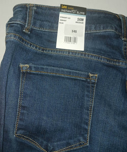 Lee Women's Ellis Blue Denim Jeans NWT New Size 16W Medium Relaxed Fit Straight Leg High Ruse Instantly Slims