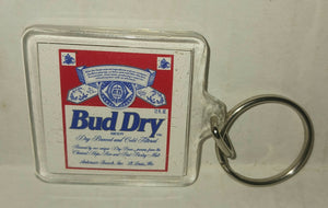 Bud Dry Budweiser Beer Vintage Keychain Hard Plastic 1990s