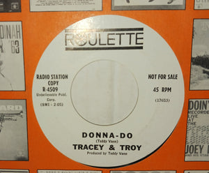 Tracey and Troy The Buffalo Walk Donna-Do Vintage 45 RPM Record Radio Station Copy 1963 Roulette R-4509 White Label