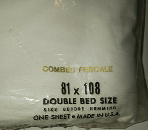 Springmaid Vintage Flat Bed Sheet NWOT Brand New Double Bed Size 81 x 108 Solid White Combed Percale 100% Cotton Made in USA 1950s 1960s