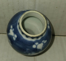 Load image into Gallery viewer, Vintage Small Blue Floral Glazed Snuff Storage Ceramic Jar Blue CHINA Stamp

