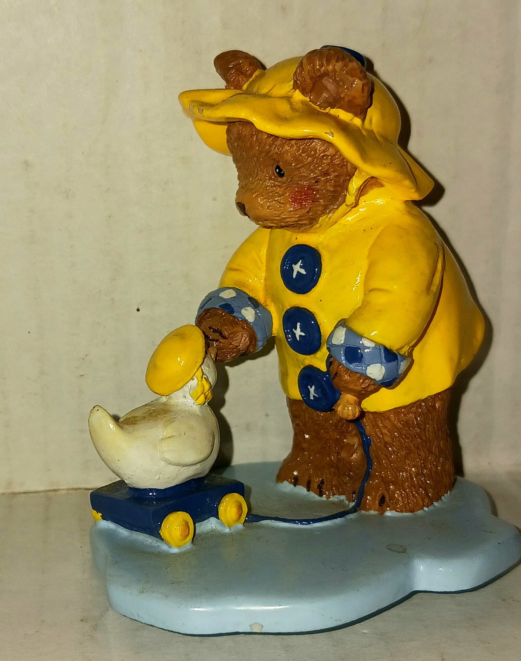 Vintage Giftcraft Peggy Ackley Inc Rainy Day Pals Resin Figurine Bear Goose Handmade Low Number 233 of 800004