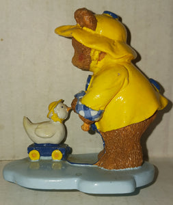 Vintage Giftcraft Peggy Ackley Inc Rainy Day Pals Resin Figurine Bear Goose Handmade Low Number 233 of 800004