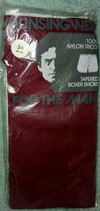 Munsingwear Vintage Red Tapered Boxer Short NWT New Nylon Tricot Size 34 86 cm Made in USA 1980s