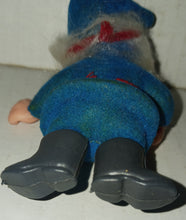 Load image into Gallery viewer, Vintage Gnome Elf Blue Felt Outfit Christmas Tree Ornament Figurine Plastic Body 1960s Era
