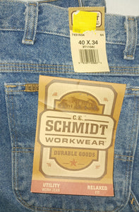 C.E. Schmidt Workwear Men's Utility Carpenter Work Jean Relaxed Fit NWT New Size 40x34 Medium Blue Cotton