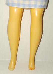 Vintage Tina Cassini Fashion Doll 1960s Hard Plastic Movable Limbs Blue Gingham Dress Blonde Brown Hair