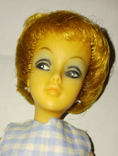Load image into Gallery viewer, Vintage Tina Cassini Fashion Doll 1960s Hard Plastic Movable Limbs Blue Gingham Dress Blonde Brown Hair
