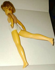 Vintage Tina Cassini Fashion Doll 1960s Hard Plastic Movable Limbs Blue Gingham Dress Blonde Brown Hair