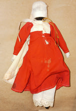 Load image into Gallery viewer, Antique Small Porcelain Woman Doll Red Dress Apron Outfit Stamped 81 Stuffed Body
