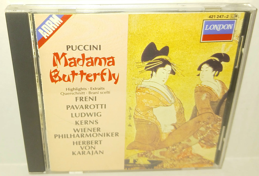 Puccini Madama Butterfly Highlights Opera CD Vintage 1989 London 421247-2 Pavarotti Freni Karajan