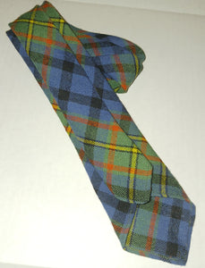 Gillies Vintage Made In Scotland Men's Blue Green Plaid Wool Tie Necktie Skinny Narrow Style