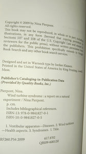 Nina Pierpont MD PhD Wind Turbine Syndrome Paperback Book 2009 First Edition K-Select Books Santa Fe New Mexico