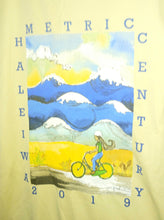 Load image into Gallery viewer, Haleiwa Hawaii Metric Century Bicycle Ride 2019 Yellow Graphic Print T-Shirt Men&#39;s Size Large
