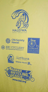 Haleiwa Hawaii Metric Century Bicycle Ride 2019 Yellow Graphic Print T-Shirt Men's Size Large