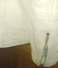 Load image into Gallery viewer, Zara Men&#39;s White Sheep Leather Biker Jacket Size Large
