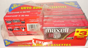 Maxell Lot of 10 UR90 Audio Cassettes for Recording NWT New in Original Box Normal Bias 90 Minutes