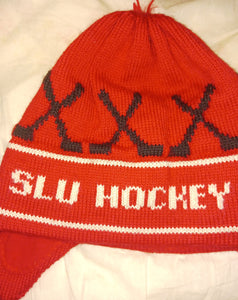 Vermont Originals Red Wool Winter Hat St Lawrence University SLU Hockey Team Sticks Made in USA