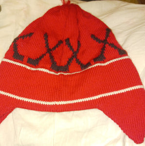 Vermont Originals Red Wool Winter Hat St Lawrence University SLU Hockey Team Sticks Made in USA